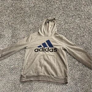Adidas Heather Gray Hoodie with Navy Logo